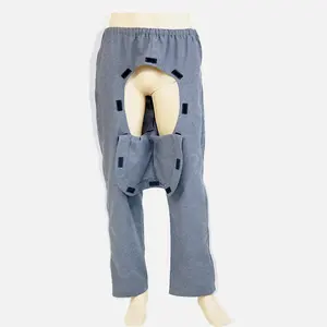 Pantalones de entrepierna abierta para el cuidado de pacientes, ropa con cremallera en los lados, fácil de llevar y quitar, con respaldo abierto