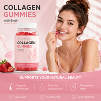 Gummies de collagène à marque privée OEM, supplément de biotine, vitamines C et E pour la peau, les cheveux et les articulations, approvisionnement en gros