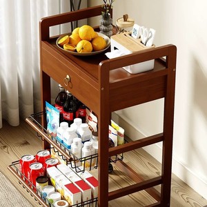 Vintage-style floor-<b>standing</b> storage rack for living room, portable snack cart, multi-tiered <b>vegetable</b> rack for kitchen. - Product Image 1