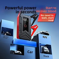 Démarreur de voiture d'urgence 12V et gonfleur d'air combinés, batterie portable multifonction pour démarrage moteur en cas de batterie faible, noir/rouge 1