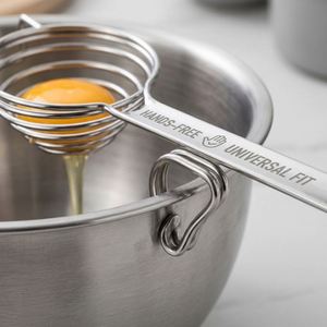 Séparateur de jaune d'œuf et de blanc d'œuf semi-automatique en acier inoxydable, pratique et créatif, filtre en spirale, passe au lave-vaisselle, lavage à la main uniquement - Product Image 3