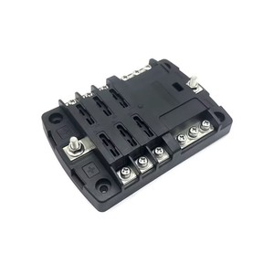 New 6-way Positive and Negative 1 in 6 Out Car <strong>Fuse</strong> Box No Light with Yellow Lock - Product Image 6