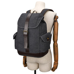Poivre <span class=keywords><strong>sel</strong></span> toile peau de vache cordon sac à bandoulière décontracté sac à dos pour ordinateur portable voyage en plein air sacs à dos pour hommes - Product Image 5