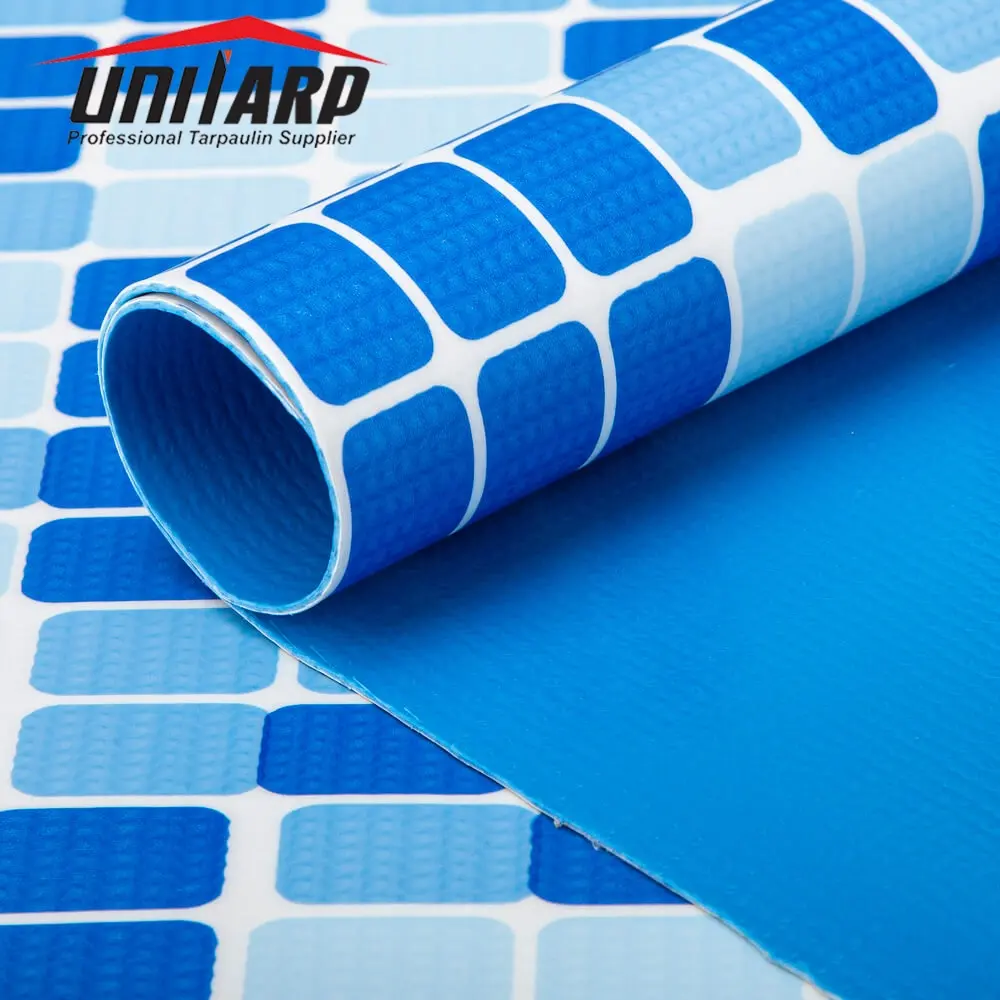 Uni-tarp fabricante Blue Printing Tarps PVC piscina plástico vinil encerado forros para forro de piscina