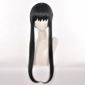 Perruque de cosplay SPY FAMILY en gros, 60 cm de long, noire droite mélangée, Yor Forger, perruque synthétique résistante à la chaleur - Product Image 2