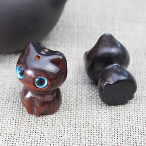 Cute <b>Cat</b> Sandalwood Keychain Ebony And Bloodwood Portable Decorative Ornaments For Car Bag Pendant <b>Gift</b> - Product Image 4