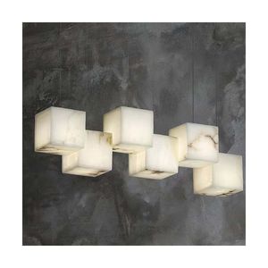 โคมไฟทรงกระบอกหินอ่อนสไตล์อาร์ตเดโคสมัยใหม่สำหรับห้องนอน - Product Image 1