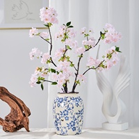 Ranting Bunga Sakura Buatan Sutra Warna Pink Muda Multi Ranting untuk Dekorasi Meja Pernikahan Musim Semi Grosir