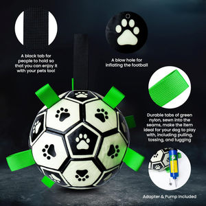 Luminoso calcio calcio cane palla con cinghie giocattolo interattivo per grandi prodotti a prova di masticazione impermeabile - Product Image 5
