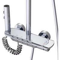 Système de douche en aluminium chromé avec touches de piano, mitigeur céramique chaud/froid et douchette à main pour salle de bain d'hôtel, appartement, villa