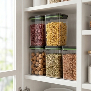 5 Sizes Clear PET Cereal Storage <strong>Container</strong> with Locking Lid, Leak Proof Grain Storage Jar for Flour Sugar Baking Ingredients - Product Image 5
