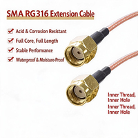 Câble d'extension coaxial RG316 femelle-femelle avec connecteur à filetage interne doré, gaine en PVC tressée thermorétractable IP67, personnalisé pour applications électroniques