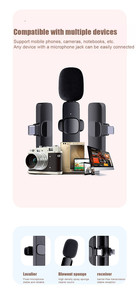 Clip de pecho Plug and Play Enseñanza Solapa Podcast Vlog Video Pin Micrófono Clip en Micrófono Lavalier inalámbrico Portátil Nuevo 3 en 1 - Product Image 2