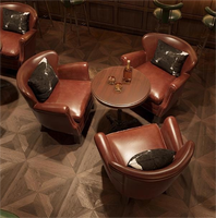 Canapé de bar et ensemble de salle à manger de style rétro américain, personnalisable en usine, avec chaises individuelles ou doubles Tiger pour restaurant occidental et salle de cigares