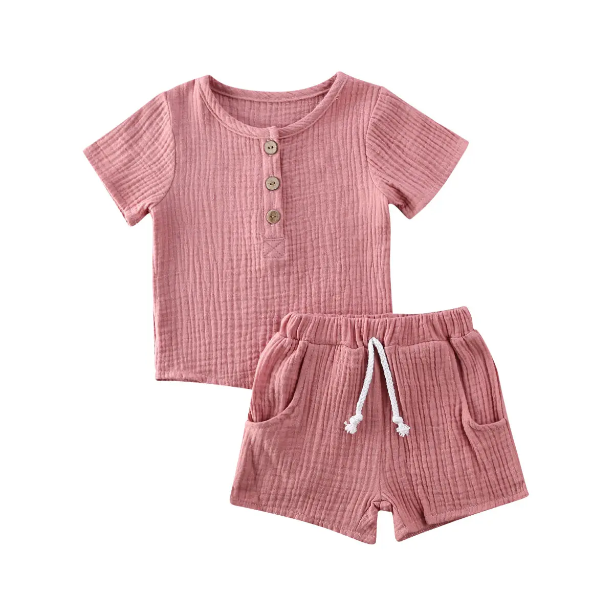 BKD Casual Infant Toddler Suit Baby Girl Accessories Set Baby Basic Top Cotton Organic Cotton Baby Suit Summer OEM Service Short