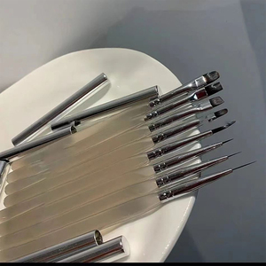 Lot de 8 pinceaux à ongles professionnels pour nail art, avec poils en nylon, pour liner long, acrylique, détails et dessin, pour manucure en salon - Product Image 2