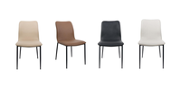 Chaise de salle à manger classique du milieu du siècle, cuir gris, métal, anti-rayures, vente en gros, meubles de maison, chaises de salle à manger modernes