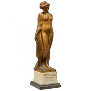Statue de jardin de jeune fille nue en bronze <span class=keywords><strong>et</strong></span> laiton, sculpture féminine <span class=keywords><strong>sexy</strong></span> nue avec un livre - Product Image 5