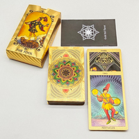 Jeu de tarot portable, durable, personnalisable, avec feuille d'or de luxe, emballage écologique en plastique, jeu d'oracle pour débutants, 7 joueurs