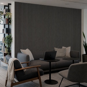 Pannello Fonoassorbente WYRAX per Showroom 3000x600x21mm <span class=keywords><strong>con</strong></span> <span class=keywords><strong>Doghe</strong></span> <span class=keywords><strong>in</strong></span> <span class=keywords><strong>Legno</strong></span> MDF Nero Opaco e Feltro PET Nero - Product Image 3
