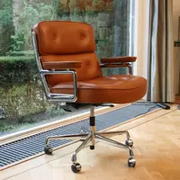 Chaise de bureau en cuir de luxe, fauteuil de bureau ergonomique pivotant