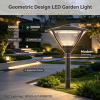 Lampe de jardin LED en aluminium CHZ à design géométrique, indice de protection IP65, alimentation CA, durée de vie de 50 000 heures, détecteur de mouvement pour éclairage de cour