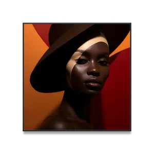 अफ़्रीकी महिला कैनवास दीवार कला काला सोना महिला दीवार चित्र काली लड़की पोर्ट्रेट पेंटिंग आधुनिक घर लिविंग रूम सजावट फ़्रेमयुक्त