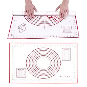 Tapete de cozimento de silicone, tapete com medições para enrolar massa, fazer pastelaria e fondant