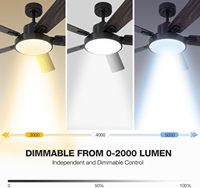 Ventilateur de plafond à pales en contreplaqué 20W de haute qualité avec lumière 5 ''et 10'' Downrod Dimmable 0-2000 Lumen pour l'installation domestique