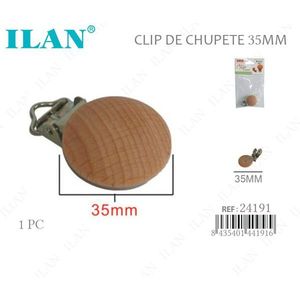 Clip per Ciuccio Ilan 35Mm in Legno Rotondo Accessorio per Neonati - Product Image 1