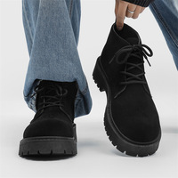 Nouvelle Collection Automne – Bottes Montantes à Semelle Épaisse Style Workwear Vintage en Daim Tendance Jaune avec Lacets Avant en PU Artificiel