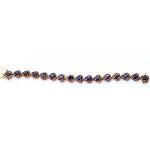 <b>Adjustable</b> Women's Tennis <b>Bracelet</b> with Blue Sapphire Fine <b>Gold</b> Jewellery Handmade Natural Bulk Product - Product Image 2