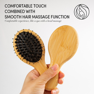 Mini cepillo de <span class=keywords><strong>bambú</strong></span> al por mayor, cepillo de viaje de madera pequeño, cepillo de paleta para masaje del cuero cabelludo, cepillo de bolsillo desenredante para cabello húmedo o seco - Product Image 5