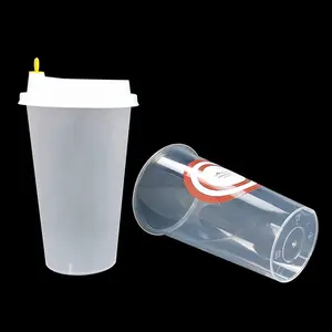 Cổ Phiếu Giao Hàng Nhanh Giá Rẻ Giá Dùng Một Lần Tùy Chỉnh In Logo Pp Nhựa Uống Trà Sữa 500Ml Boba Bong Bóng Nhựa Pp Cup