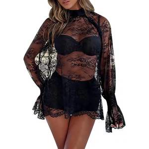 Ensemble de lingerie sexy en dentelle personnalisé 2026 avec short taille mi-haute et soutien-gorge trois quarts, pour femme, tenue de nuit et de club - Product Image 3