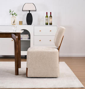 Silla de Comedor Moderna con Base de Madera Sólida, Tapizada en Tela, para Bar, Sala de Estar - Product Image 5