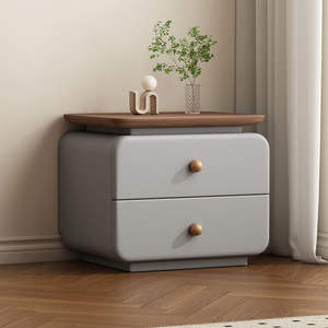 โต๊ะข้างเตียงที่ทนทานแบบไม่ต้องติดตั้งตู้ขนาดเล็กสไตล์ครีมเรียบง่ายทันสมัยสำหรับบ้านห้องนอนที่เก็บของทำจากหนัง - Product Image 4