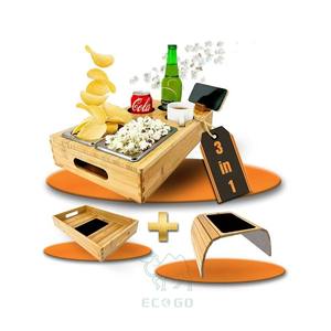 Boîte à goûter en bambou durable avec organisateur de tablettes réglable, compatible micro-ondes et lave-vaisselle, écologique pour une utilisation intérieure/extérieure, pour la famille - Product Image 5