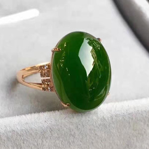 Tradizionale cinese della <span class=keywords><strong>giada</strong></span> della pietra preziosa dei monili <span class=keywords><strong>di</strong></span> cerimonia nuziale 18k oro 12x16mm naturale verde spinaci hetian <span class=keywords><strong>anello</strong></span> <span class=keywords><strong>di</strong></span> diaspro - Product Image 4