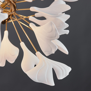Candelabro LED de porcelana nórdica de pétalos modernos, iluminación de belleza, oficina de ventas, comedor, lámpara colgante, lámpara de techo - Product Image 4