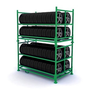 رف إطارات قابل للتعديل مطلي بالمسحوق الفولاذي، رف تخزين قابل للتكديس وللطي للمستودعات، متين ومخصص OBO DDJ-3552 - Product Image 4