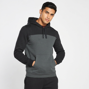 Sweat-shirt à capuche d'hiver pour homme, personnalisé, surdimensionné, bicolore, demi-zip, double couche, uni, décontracté, vintage, en velours délavé à l'acide, à prix abordable - Product Image 1