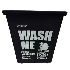 Panier à linge rectangulaire pliable Bathrex avec roulettes, design Wash Me, noir - Product Image 2