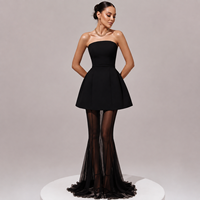 Robe de soirée élégante en tulle blanc et noir pour femme, sans bretelles, superposée, pour fêtes formelles et mariages, sur mesure, OEM, ODM, vente en gros