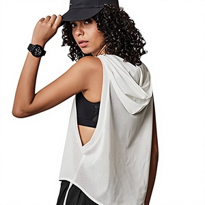 Camiseta Deportiva Casual Holgada y Ligera de Verano para Mujer, para Yoga y Running, Sin Costuras, 100% Poliéster, con Logotipo Frontal, Sin Mangas - Product Image 1