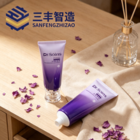 Tube souple en LDPE violet dégradé avec applicateur à bille transparente et bouchon à vis pour huiles essentielles et cosmétiques