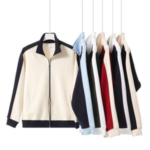 เสื้อสเวตเตอร์ถักสำหรับผู้ชาย, ใหม่ล่าสุดเสื้อสเวตเตอร์ถักคอปกตั้งมีซิปคู่380กรัมสีตัดกัน - Product Image 3