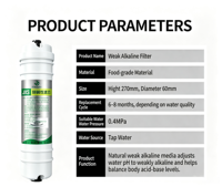 Kartrid Filter Air Alkali Sambung Cepat Gaya Korea 10-inci 1/4"