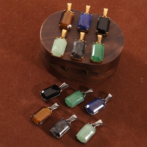 New Arrival Retro onyx đá Mặt dây chuyền cho nam giới trang sức 18K vàng thép không gỉ đá tự nhiên Tiger Eye Aventurine Lapis Mặt dây chuyền - Product Image 5