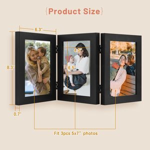 <span class=keywords><strong>Cadre</strong></span> <span class=keywords><strong>photo</strong></span> <span class=keywords><strong>triple</strong></span> articulé S&L 5x7 en bois, avec verre véritable, 3 ouvertures, pour collage de bureau, décoration intérieure - Product Image 2